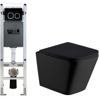 Унитаз подвесной с инсталляцией WeltWasser Amberg 350 ST + Gelbach 004 MT-BL + Amberg RD-BL