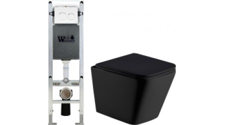 Унитаз подвесной с инсталляцией WeltWasser Amberg 350 ST + Gelbach 004 MT-BL + Amberg RD-WT
