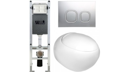 Унитаз подвесной с инсталляцией WeltWasser Amberg 350 ST + Jeckenbach 004 GL-WT + Amberg RD-CR