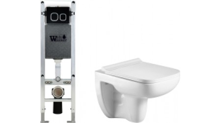 Унитаз подвесной с инсталляцией WeltWasser Amberg 350 ST + Kehlbach 004 GL-WT + Amberg RD-BL