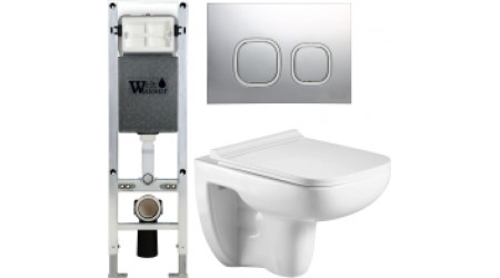 Унитаз подвесной с инсталляцией WeltWasser Amberg 350 ST + Kehlbach 004 GL-WT + Amberg RD-CR