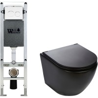 Унитаз подвесной с инсталляцией WeltWasser Amberg 350 ST + Merzbach 004 MT-BL + Amberg RD-WT