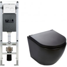 Унитаз подвесной с инсталляцией WeltWasser Amberg 350 ST + Merzbach 004 MT-BL + Amberg RD-WT
