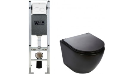Унитаз подвесной с инсталляцией WeltWasser Amberg 350 ST + Merzbach 004 MT-BL + Amberg RD-WT
