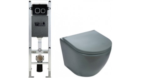 Унитаз подвесной с инсталляцией WeltWasser Amberg 350 ST + Merzbach 004 MT-GR + Amberg RD-BL