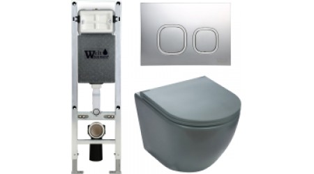 Унитаз подвесной с инсталляцией WeltWasser Amberg 350 ST + Merzbach 004 MT-GR + Amberg RD-CR