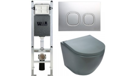 Унитаз подвесной с инсталляцией WeltWasser Amberg 350 ST + Merzbach 004 MT-GR + Amberg RD-MT CR