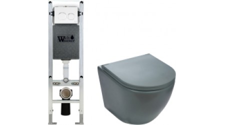 Унитаз подвесной с инсталляцией WeltWasser Amberg 350 ST + Merzbach 004 MT-GR + Amberg RD-WT