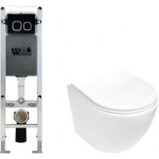 Унитаз подвесной с инсталляцией WeltWasser Amberg 350 ST + Merzbach 004 MT-WT + Amberg RD-BL