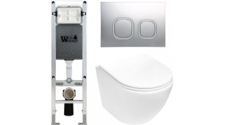 Унитаз подвесной с инсталляцией WeltWasser Amberg 350 ST + Merzbach 004 MT-WT + Amberg RD-CR
