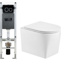 Унитаз подвесной с инсталляцией WeltWasser Amberg 350 ST + Nesenbach 004 GL-WT + Amberg RD-BL