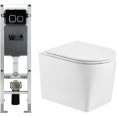 Унитаз подвесной с инсталляцией WeltWasser Amberg 350 ST + Nesenbach 004 GL-WT + Amberg RD-BL