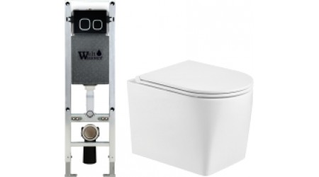 Унитаз подвесной с инсталляцией WeltWasser Amberg 350 ST + Nesenbach 004 GL-WT + Amberg RD-BL