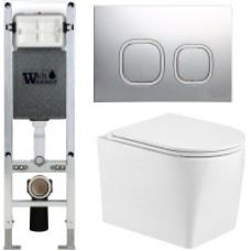 Унитаз подвесной с инсталляцией WeltWasser Amberg 350 ST + Nesenbach 004 GL-WT + Amberg RD-MT CR