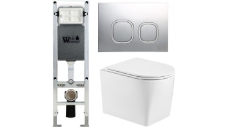 Унитаз подвесной с инсталляцией WeltWasser Amberg 350 ST + Nesenbach 004 GL-WT + Amberg RD-MT CR