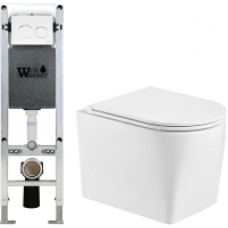 Унитаз подвесной с инсталляцией WeltWasser Amberg 350 ST + Nesenbach 004 GL-WT + Amberg RD-WT