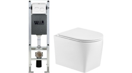 Унитаз подвесной с инсталляцией WeltWasser Amberg 350 ST + Nesenbach 004 GL-WT + Amberg RD-WT