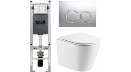 Унитаз подвесной с инсталляцией WeltWasser Amberg 350 ST + Salzbach 004 GL-WT + Amberg RD-CR