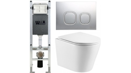 Унитаз подвесной с инсталляцией WeltWasser Amberg 350 ST + Salzbach 004 GL-WT + Amberg RD-MT CR