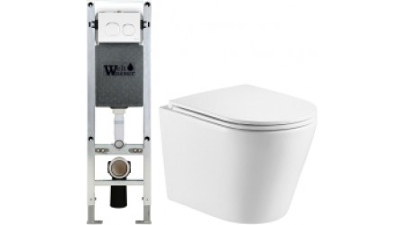 Унитаз подвесной с инсталляцией WeltWasser Amberg 350 ST + Salzbach 004 GL-WT + Amberg RD-WT