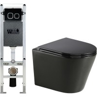 Унитаз подвесной с инсталляцией WeltWasser Amberg 350 ST + Salzbach 004 MT-BL + Amberg RD-BL
