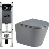 Унитаз подвесной с инсталляцией WeltWasser Amberg 350 ST + Salzbach 004 MT-GR + Amberg RD-BL