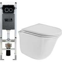 Унитаз подвесной с инсталляцией WeltWasser Amberg 350 ST + Telbach 004 GL-WT+ Amberg RD-BL