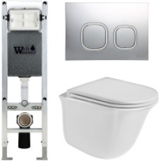 Унитаз подвесной с инсталляцией WeltWasser Amberg 350 ST + Telbach 004 GL-WT + Amberg RD-MT CR
