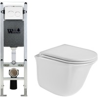 Унитаз подвесной с инсталляцией WeltWasser Amberg 350 ST + Telbach 004 GL-WT + Amberg RD-WT