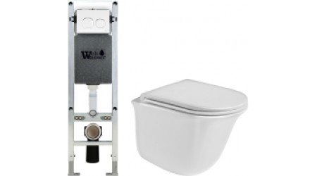 Унитаз подвесной с инсталляцией WeltWasser Amberg 350 ST + Telbach 004 GL-WT + Amberg RD-WT