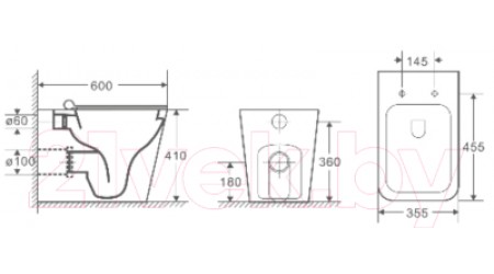 Унитаз приставной с инсталляцией WeltWasser Amberg 404 + Gelbach 002 MT-BL + Amberg RD-WT