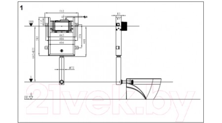 Унитаз приставной с инсталляцией WeltWasser Amberg 404 + Merzbach 002 GL-WT + Amberg RD-WT