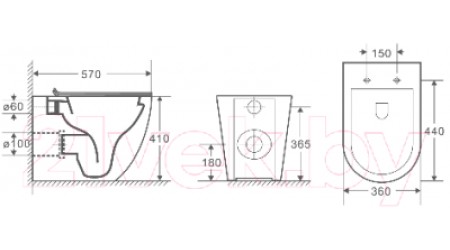 Унитаз приставной с инсталляцией WeltWasser Amberg 404 + Merzbach 002 GL-WT + Amberg RD-MT CR