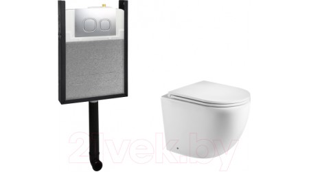 Унитаз приставной с инсталляцией WeltWasser Amberg 404 + Merzbach 002 GL-WT + Amberg RD-MT CR