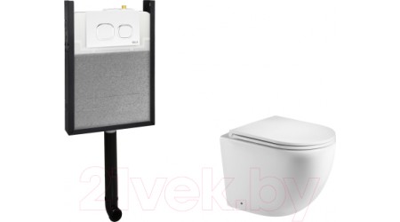 Унитаз приставной с инсталляцией WeltWasser Amberg 404 + Merzbach 002 GL-WT + Amberg RD-WT