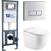 Унитаз подвесной с инсталляцией WeltWasser Marberg 410 + Heimbach 041 GL-WT + Mar 410 SE