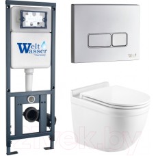Унитаз подвесной с инсталляцией WeltWasser Marberg 410 + Heimbach 041 GL-WT + Mar 410 SE
