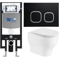 Унитаз подвесной с инсталляцией WeltWasser Amberg 497 + Erlenbach 004 GL-WT + Amberg RD-BL