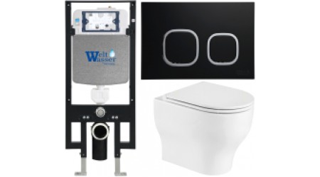 Унитаз подвесной с инсталляцией WeltWasser Amberg 497 + Erlenbach 004 GL-WT + Amberg RD-BL
