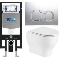 Унитаз подвесной с инсталляцией WeltWasser Amberg 497 + Erlenbach 004 GL-WT + Amberg RD-CR