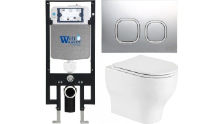 Унитаз подвесной с инсталляцией WeltWasser Amberg 497 + Erlenbach 004 GL-WT + Amberg RD-CR