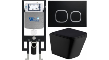 Унитаз подвесной с инсталляцией WeltWasser Amberg 497 + Gelbach 004 MT-BL + Amberg RD-BL