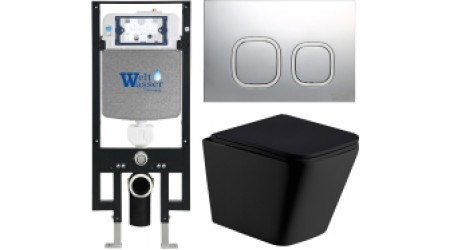 Унитаз подвесной с инсталляцией WeltWasser Amberg 497 + Gelbach 004 MT-BL + Amberg RD-MT CR