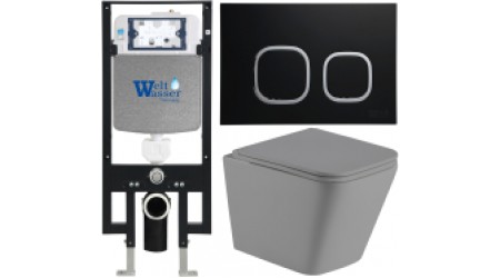 Унитаз подвесной с инсталляцией WeltWasser Amberg 497 + Gelbach 004 MT-GR + Amberg RD-BL