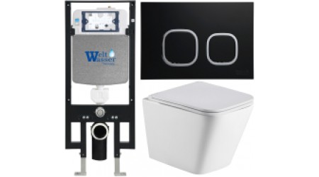 Унитаз подвесной с инсталляцией WeltWasser Amberg 497 + Gelbach004 MT-WT + Amberg RD-BL