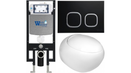 Унитаз подвесной с инсталляцией WeltWasser Amberg 497 + Jeckenbach 004 GL-WT + Amberg RD-BL