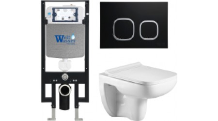 Унитаз подвесной с инсталляцией WeltWasser Amberg 497 + Kehlbach 004 GL-WT + Amberg RD-BL