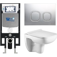 Унитаз подвесной с инсталляцией WeltWasser Amberg 497 + Kehlbach 004 GL-WT + Amberg RD-MT CR