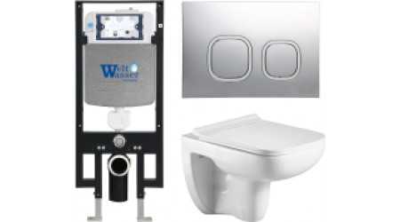 Унитаз подвесной с инсталляцией WeltWasser Amberg 497 + Kehlbach 004 GL-WT + Amberg RD-MT CR