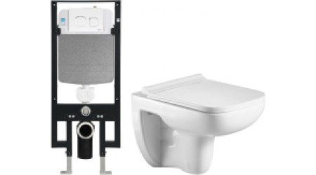 Унитаз подвесной с инсталляцией WeltWasser Amberg 497 + Kehlbach 004 GL-WT + Amberg RD-WT